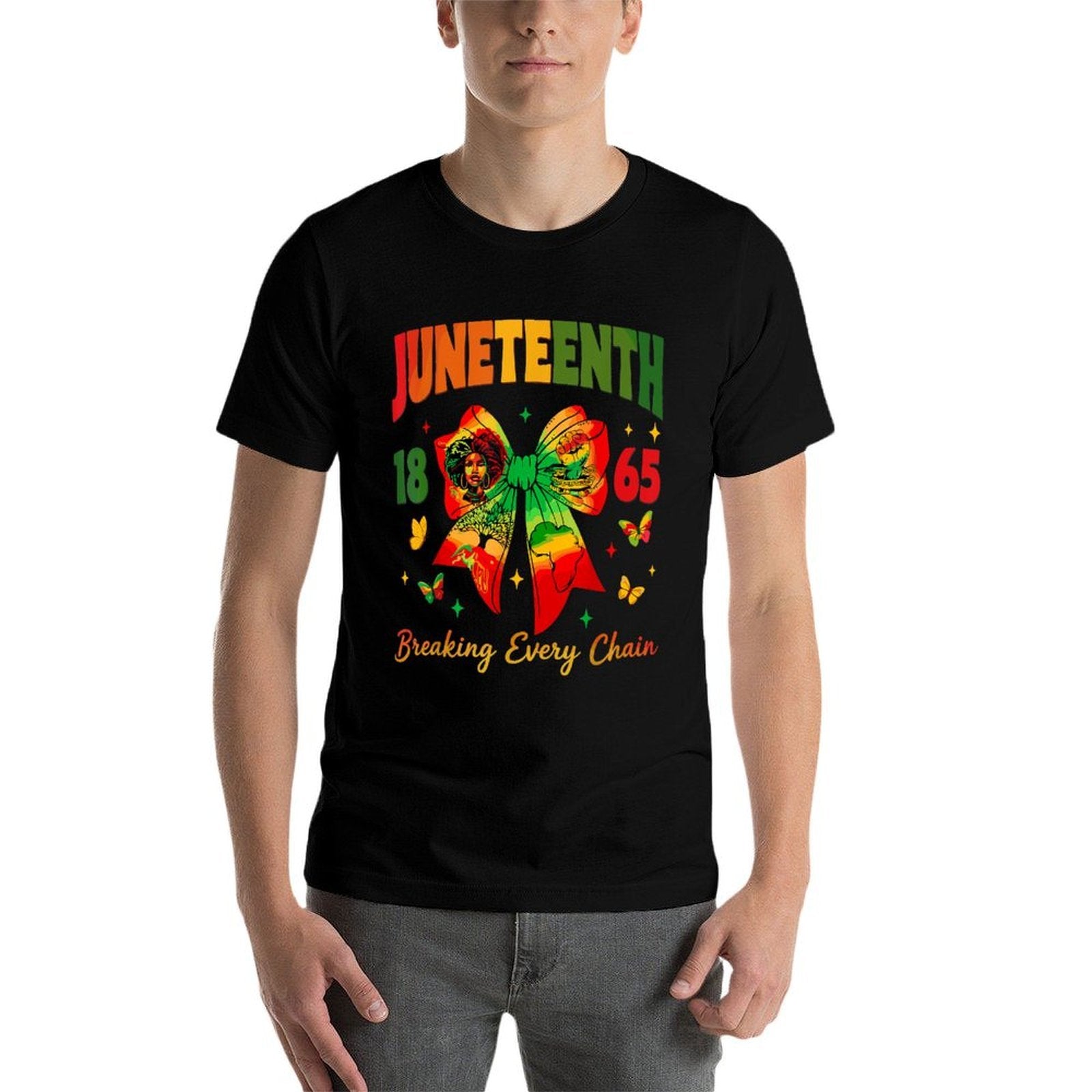 Juneteenth Coquette Bow Breaking Every Chain Since 1865  Soft T-Shirt
