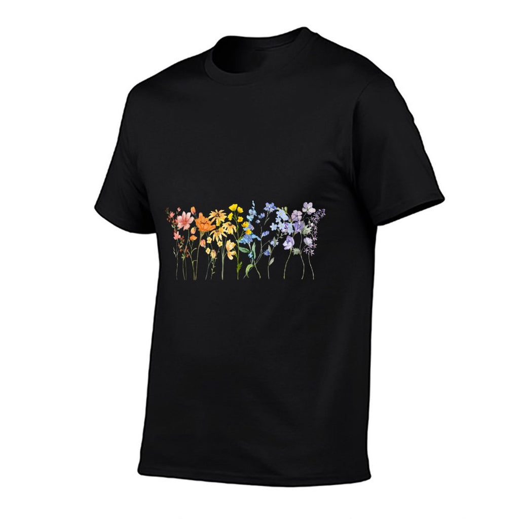 Womens Gay Pride Subtle Wildflowers LGBTQ Month Rainbow Flowers  Oversized Silhouette T-Shirt