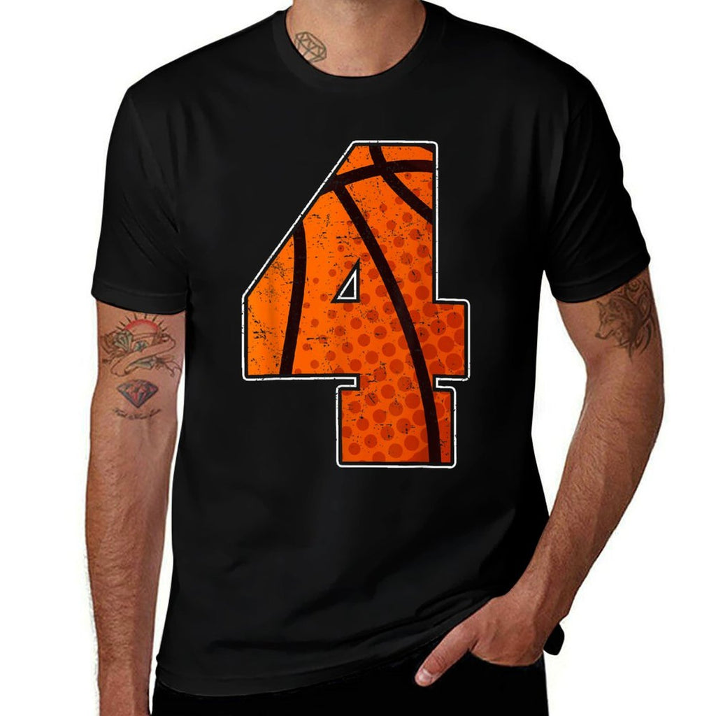 Basketball Birthday 4 Four Year Old Boy Girl Sports  Stretchy T-Shirt