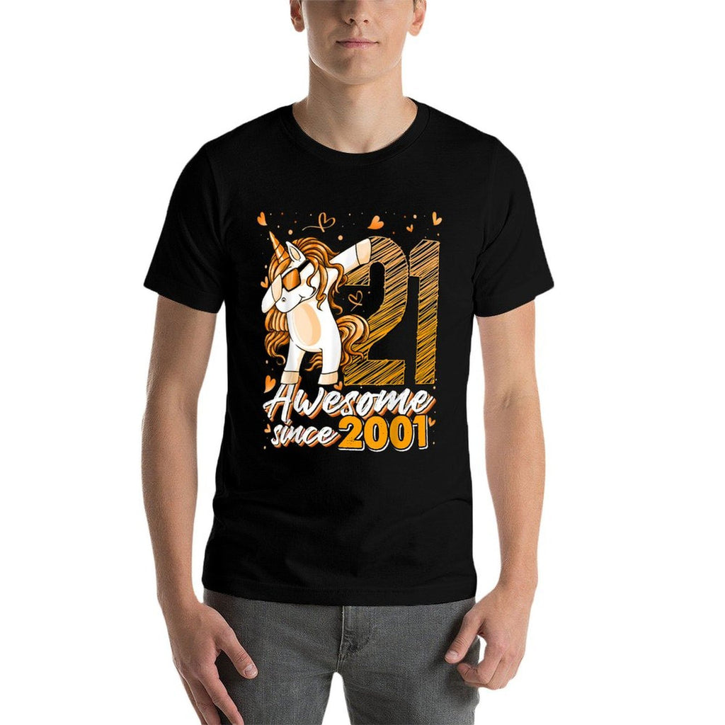 21 Year Old Unicorn Dabbing 21st Birthday Girl Unicorn Party  Cotton T-Shirt