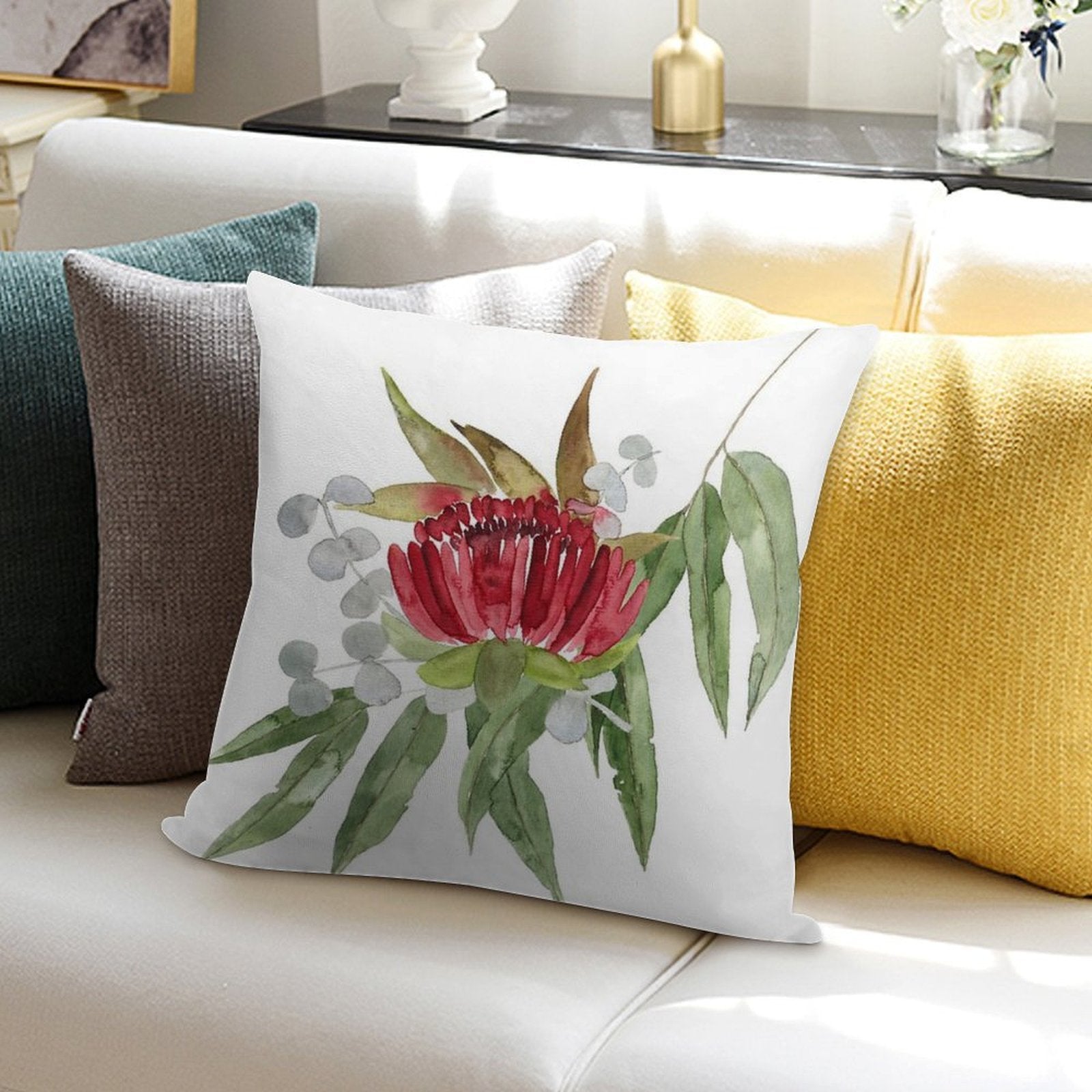 Australian Native Bush Watercolour Soft Easy Maintenance Throw Pillow