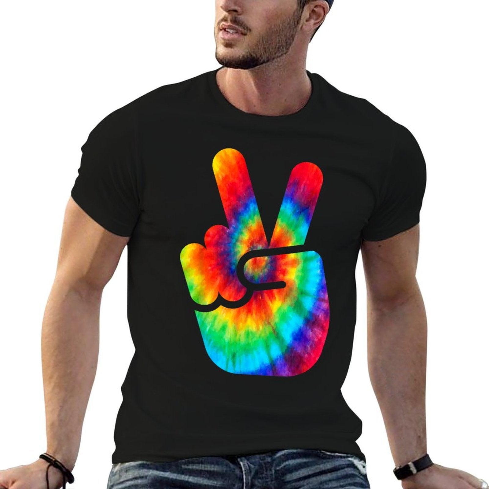 Cool Peace Hand Tie Dye For Boys And Girls  High-quality Stitching T-Shirt