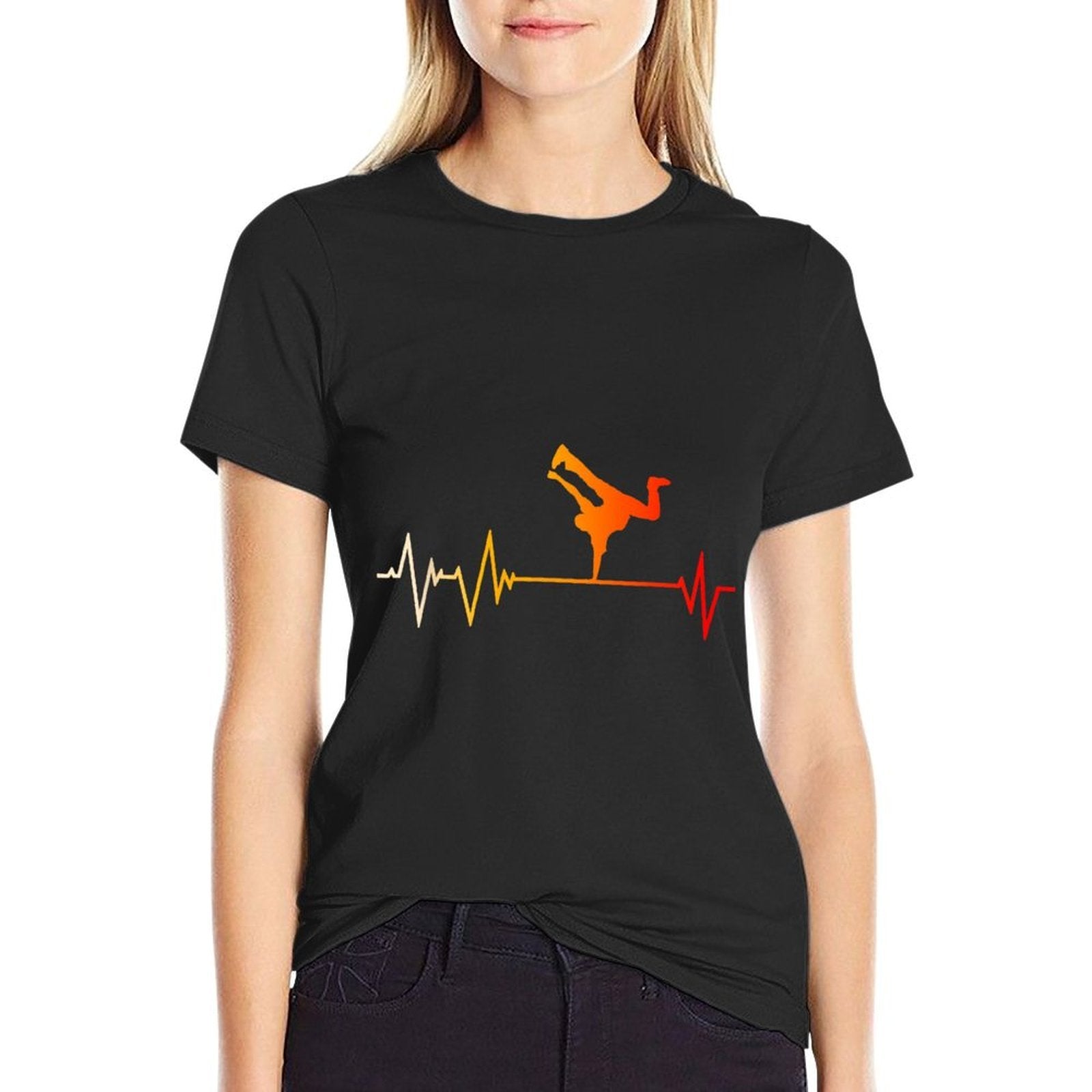 Great Breakdance Heartbeat Hip Hop Music Tricking  Trendy Pattern T-Shirt