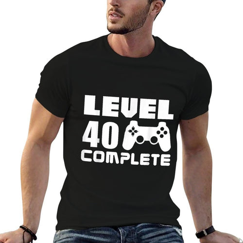 40th Birthday T Level 40 Complete Funny Video Gamer  High-quality Stitching T-Shirt