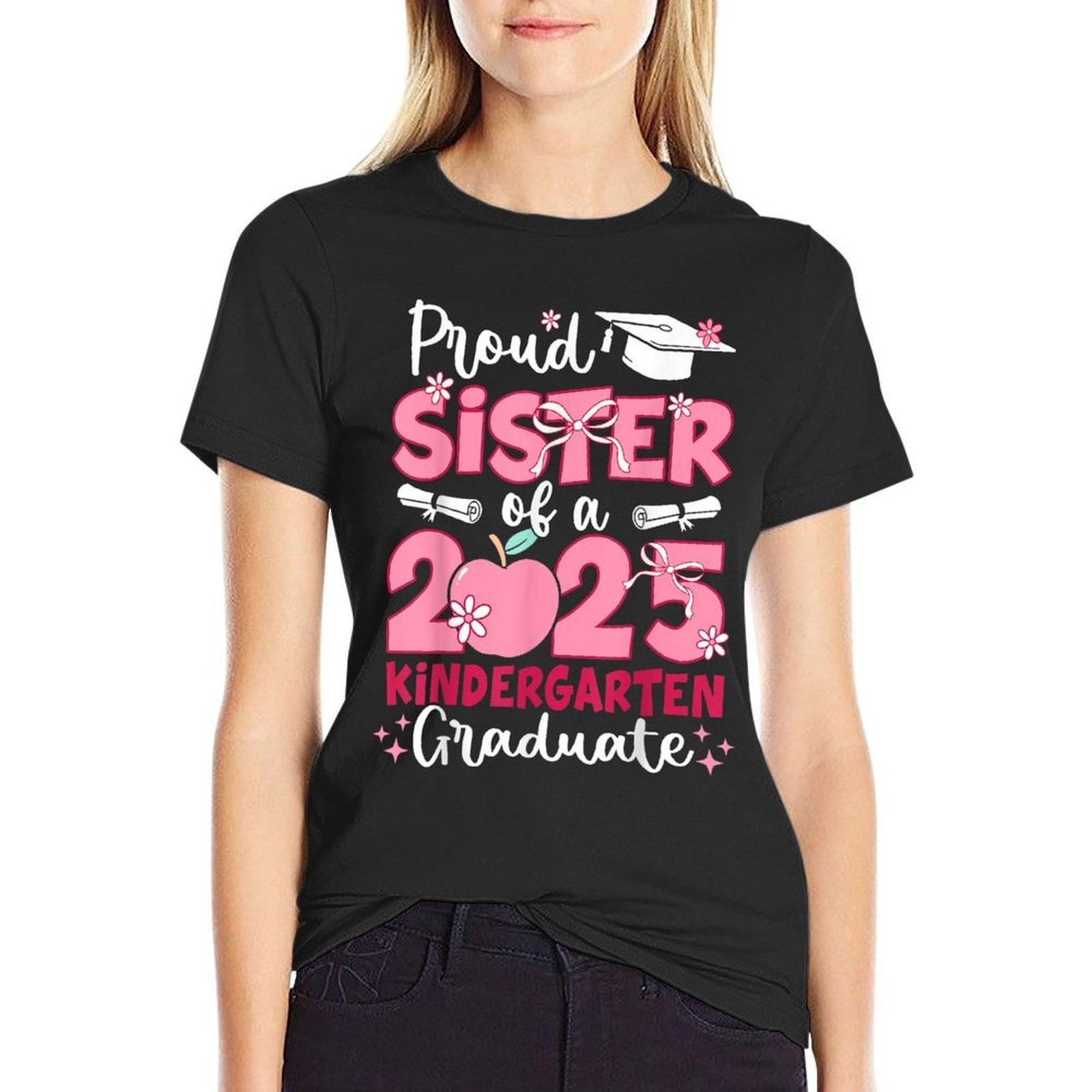 Proud Sister Of A 2025 Kindergarten Graduate Graduation Girl  Trendy Pattern T-Shirt