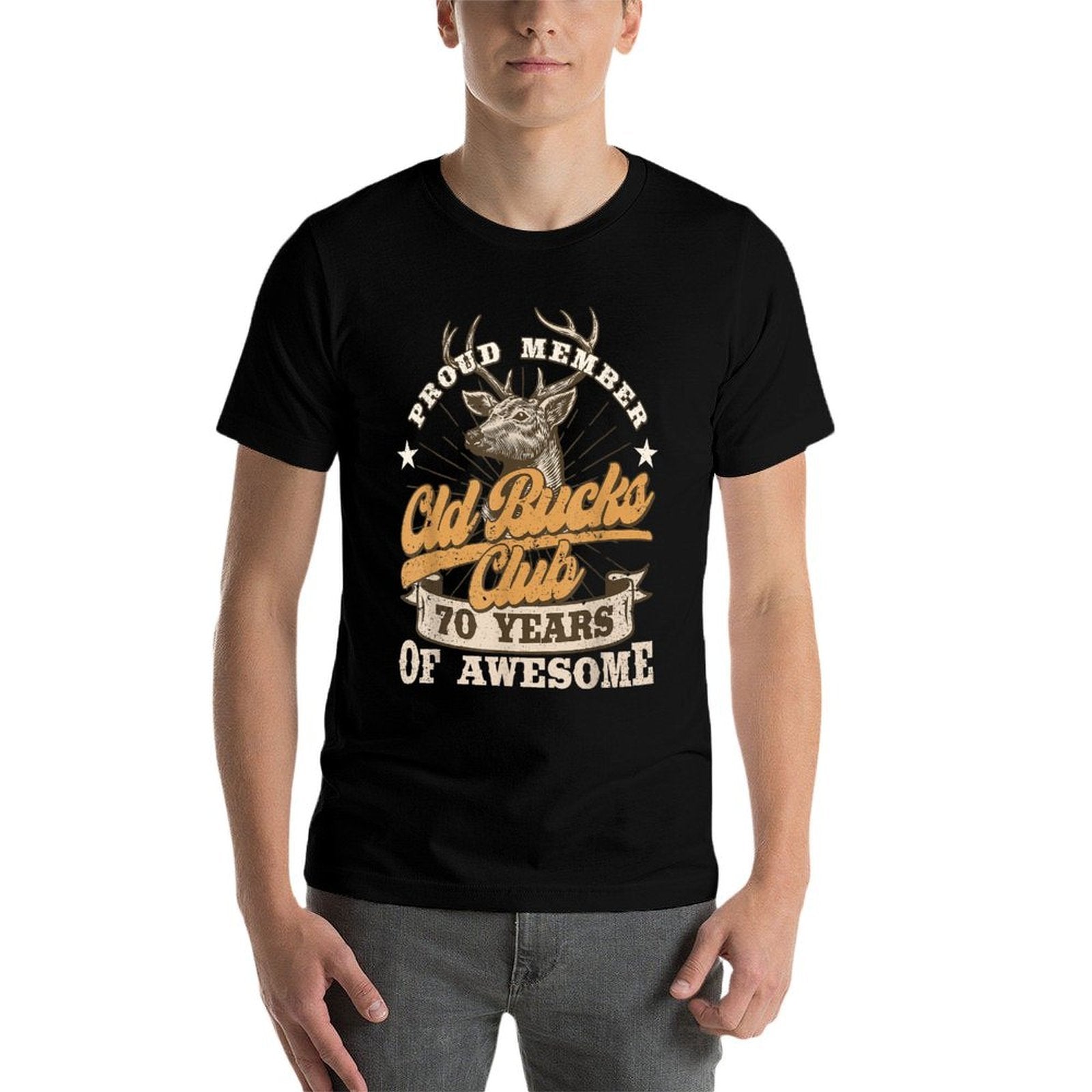 Hunter 70th Birthday Old Bucks Club 70 Years of Awesome Men  Rolled Sleeves T-Shirt