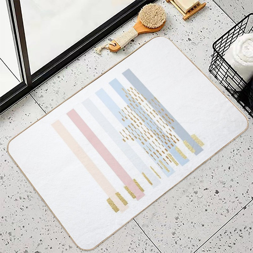 Pastel Stripe with Faded Gold  Rapid-Drying Bath Mat