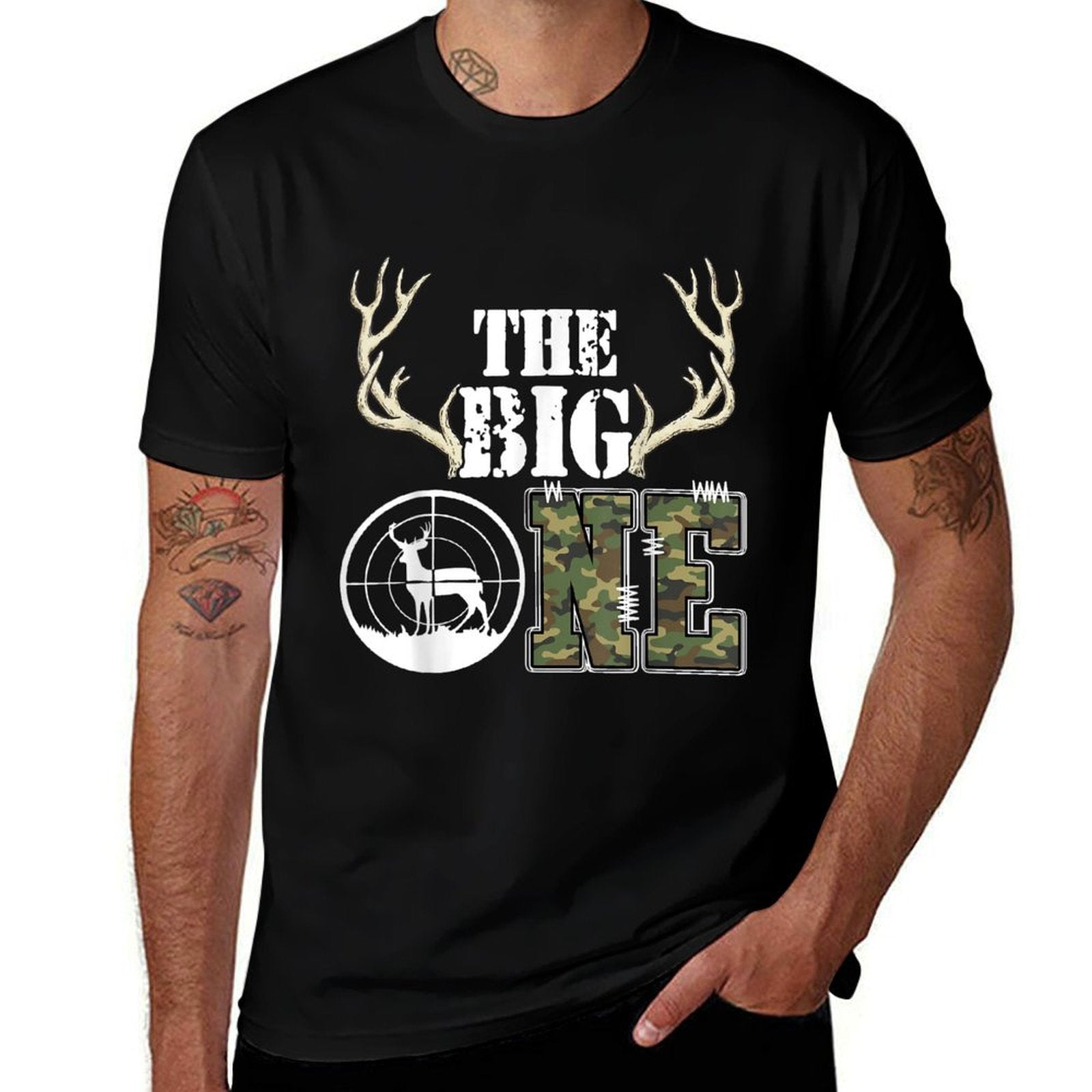 The Big One Birthday Boy Deer Hunter Camouflage 1st Birthday  Durable T-Shirt