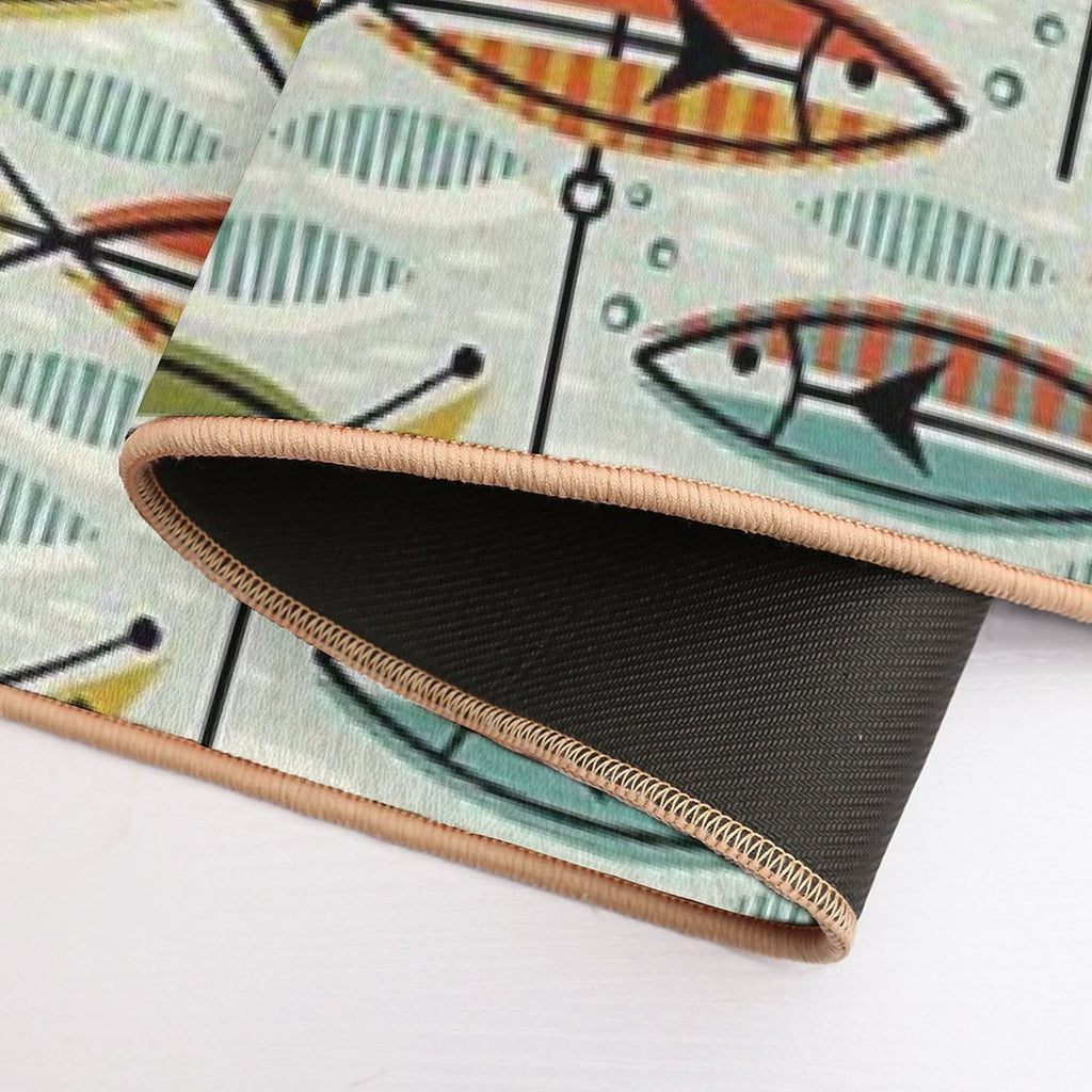 Retro Color Block Fish  Multi-Purpose Bath Mat