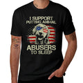 Womens Doodle USA I Support Putting Animal Abusers To Sleep  Oversized Silhouette T-Shirt
