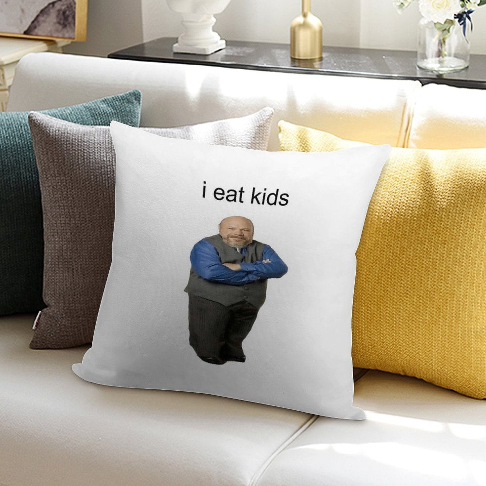 Bertram Eats Kids Soft Hidden Zipper Throw Pillow
