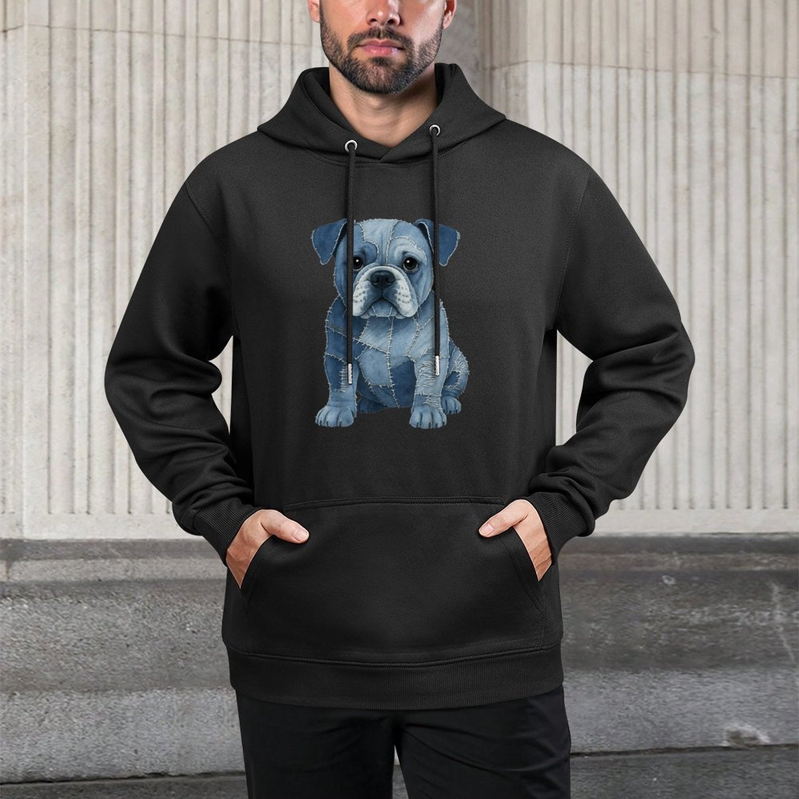 Cute Dog Men Women Dog Pattern Denim Patchwork Art All-Day Comfort Hoodie
