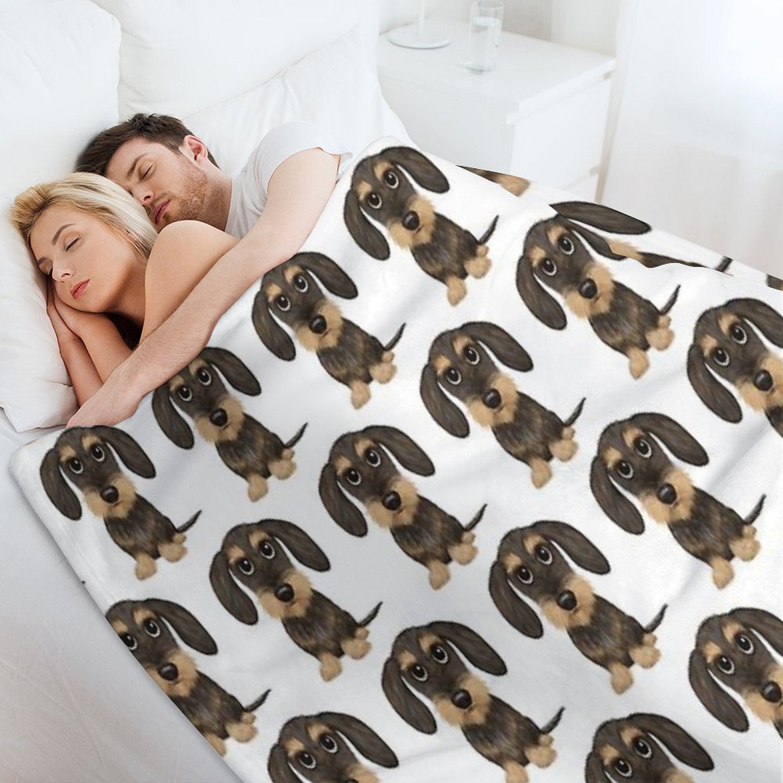 Wirehaired Dachshund  Cute Wire Haired Wiener Dog  Wild Boar And Tan Teckel Easy Care Throw Blanket