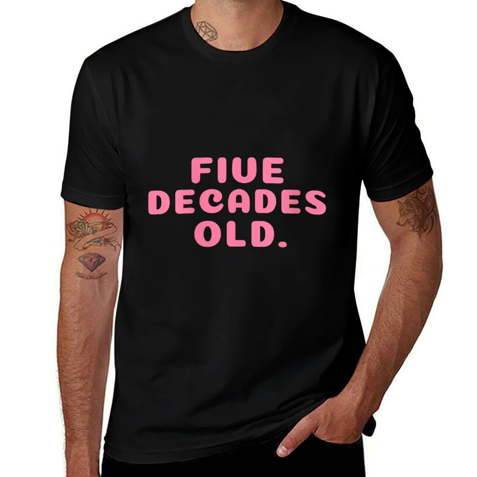 Womens Five Decades Old Funny 50th Birthday Gift  Moisture-wicking T-Shirt