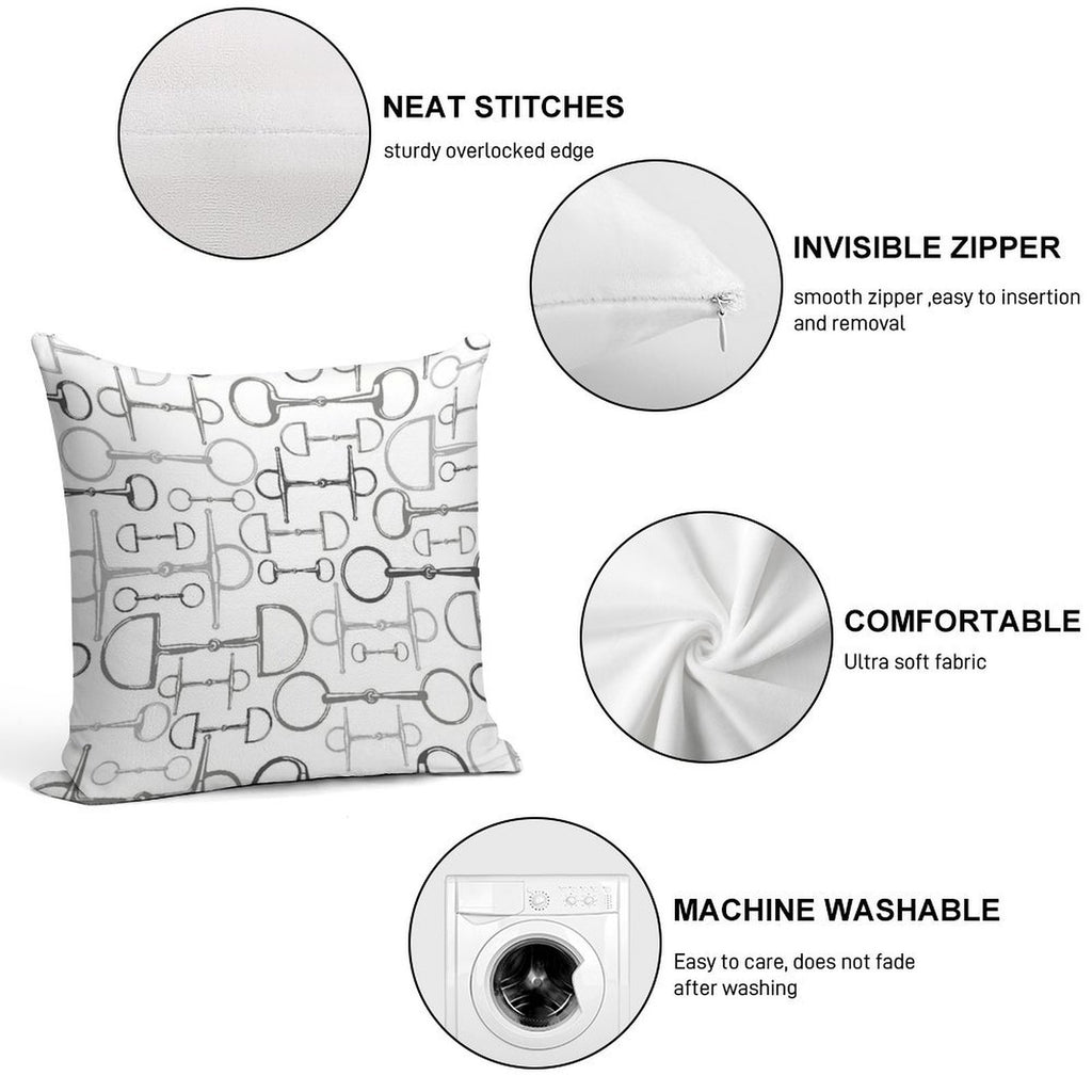 Snaffles Multi Gray Soft Short Plush Fabric Throw Pillow