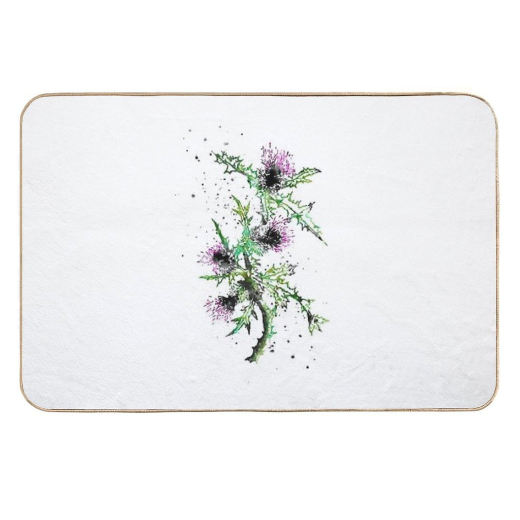 Scottish Thistle, Watercolor Scottish Thistle  Stain-Proof Bath Mat