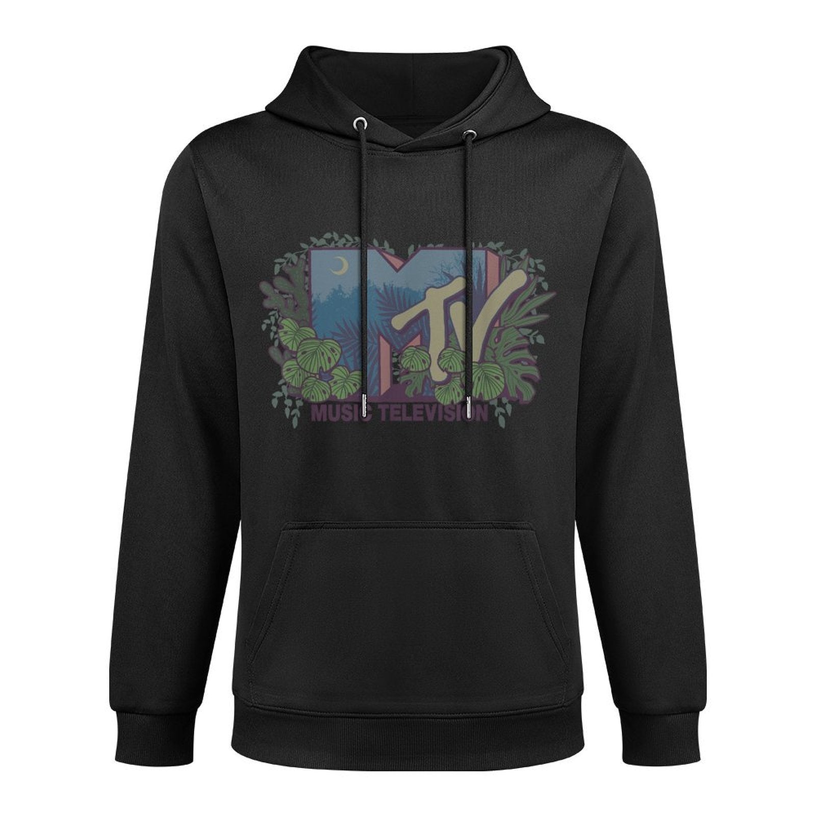 MTV Tropical Botanical Vintage Floral Music Television Shape Retention Hoodie