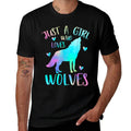 Just A Girl Who Loves Wolves Watercolor Cute Wolf Lover,Short Sleeve  Versatile T-Shirt
