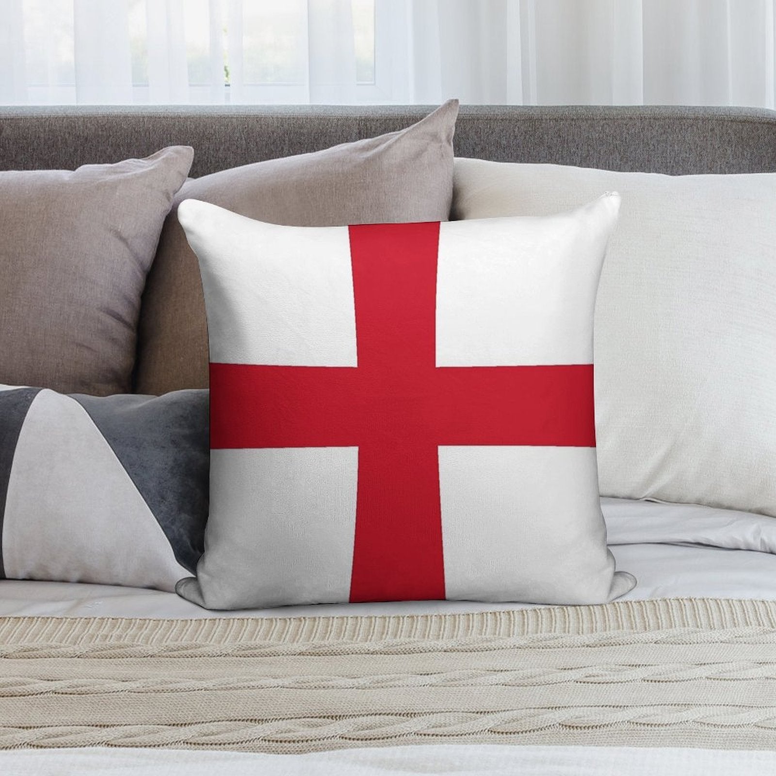 Flag of England (St. George's Cross) Soft Easy Maintenance Throw Pillow
