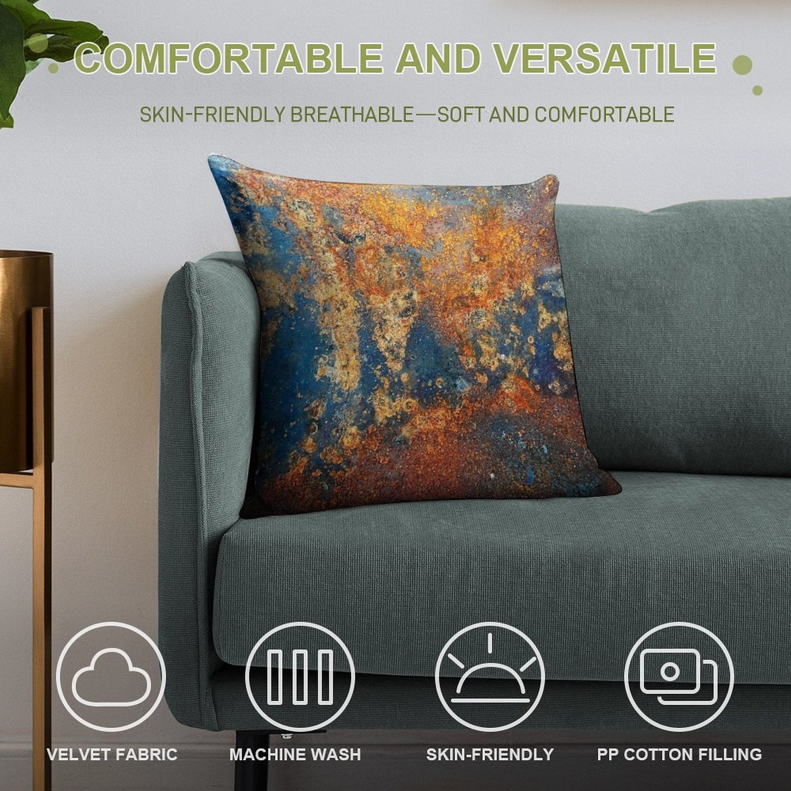 Autumnal Rust Soft Easy Maintenance Throw Pillow