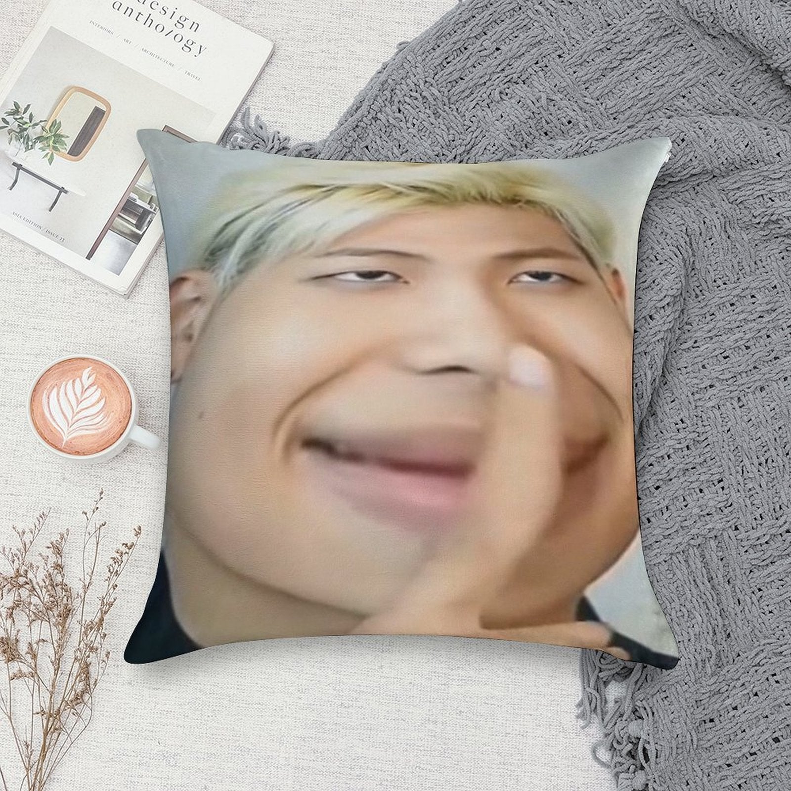 Namjoon Meme Soft Washable Throw Pillow