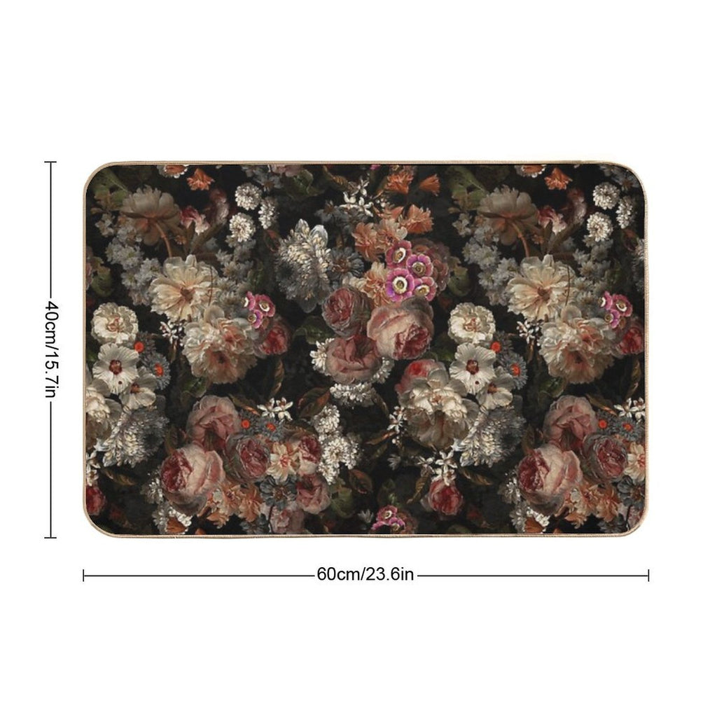 Flemish Masters - Vintage Midnight Botanical Garden Pattern NightGarden  Toxin-Free Bath Mat