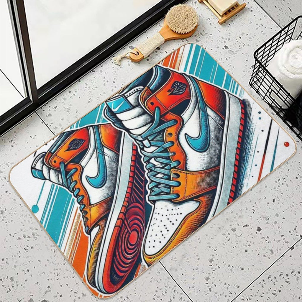 Stylized Illustration of Nike High-top Sneakers with A Vibrant Color Scheme  High-Traffic Bath Mat