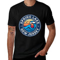 Spring Lake New Jersey NJ Vintage Nautical Waves Design  Cotton T-Shirt