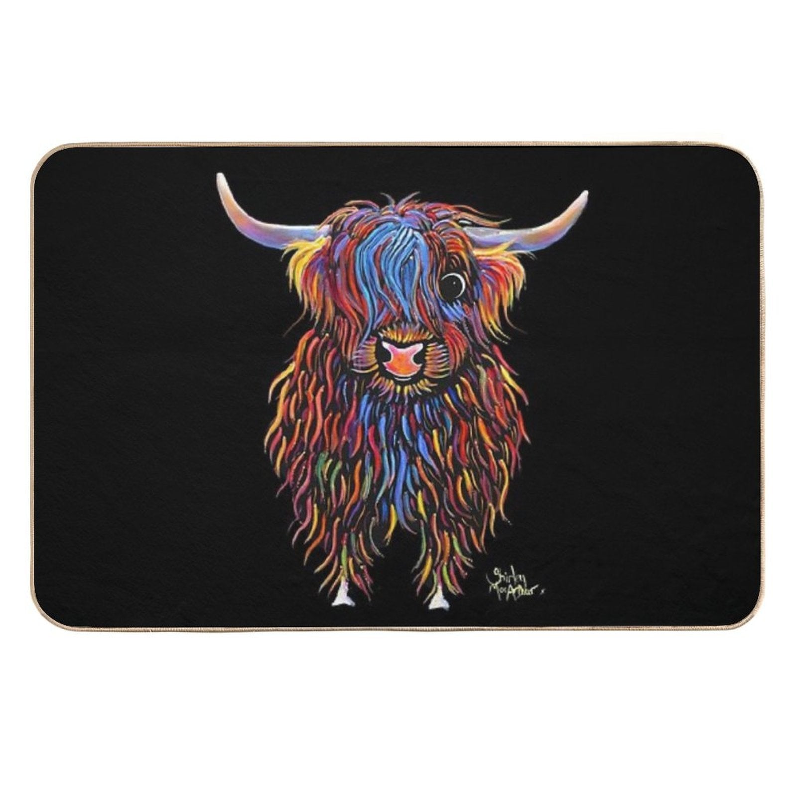 HiGHLaND CoW PRiNT SCoTTiSH ' BiG B ' BY SHiRLeY MacARTHuR  Rapid-Drying Bath Mat