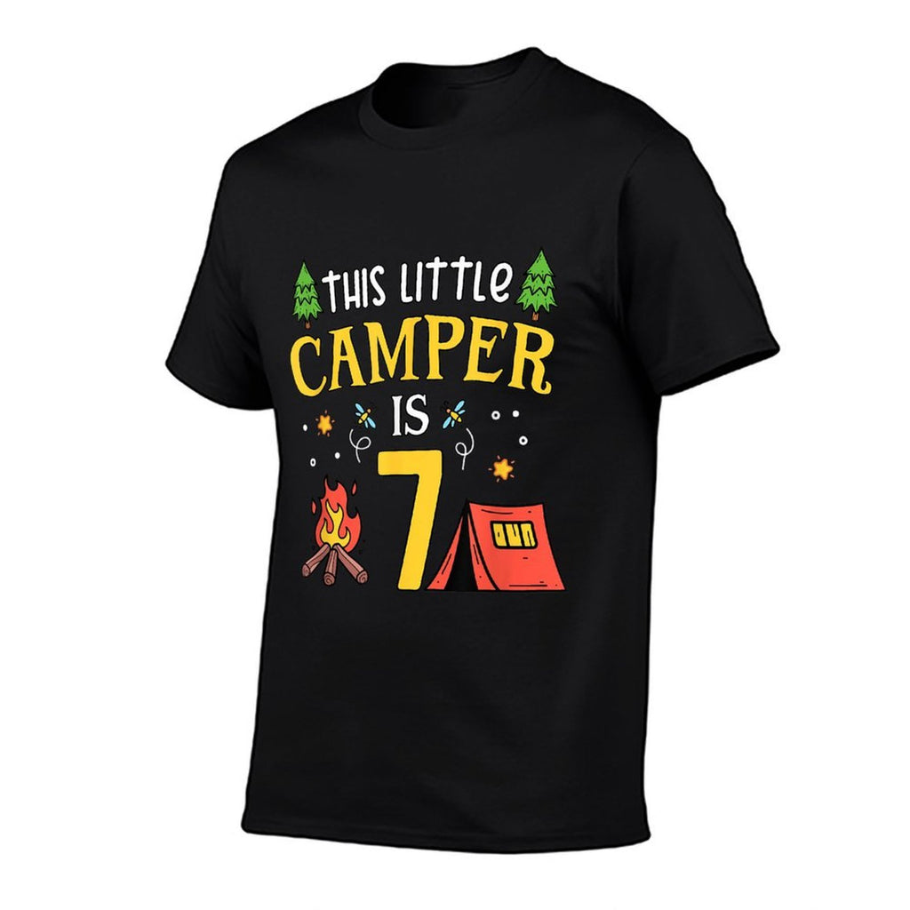 7th Birthday Little Camper Seven Years Old Camping Party  Polyester Blend T-Shirt