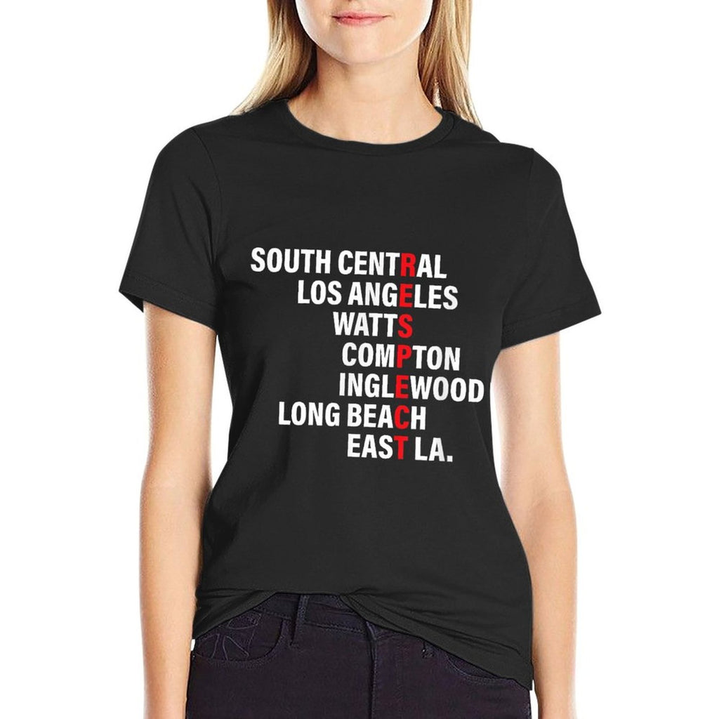 West Side RESPECT Los Angeles Watts Compton Long Beach  Summer-ready Fabric T-Shirt