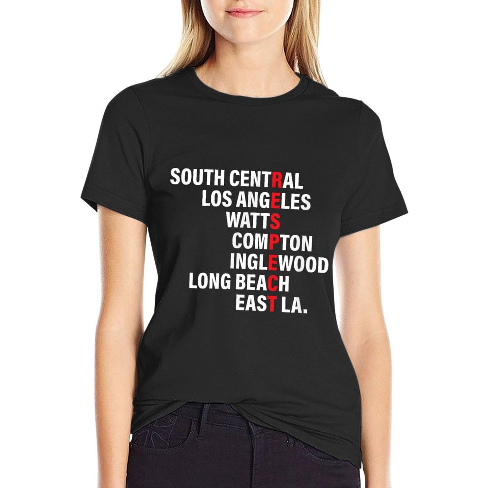 West Side RESPECT Los Angeles Watts Compton Long Beach  Summer-ready Fabric T-Shirt
