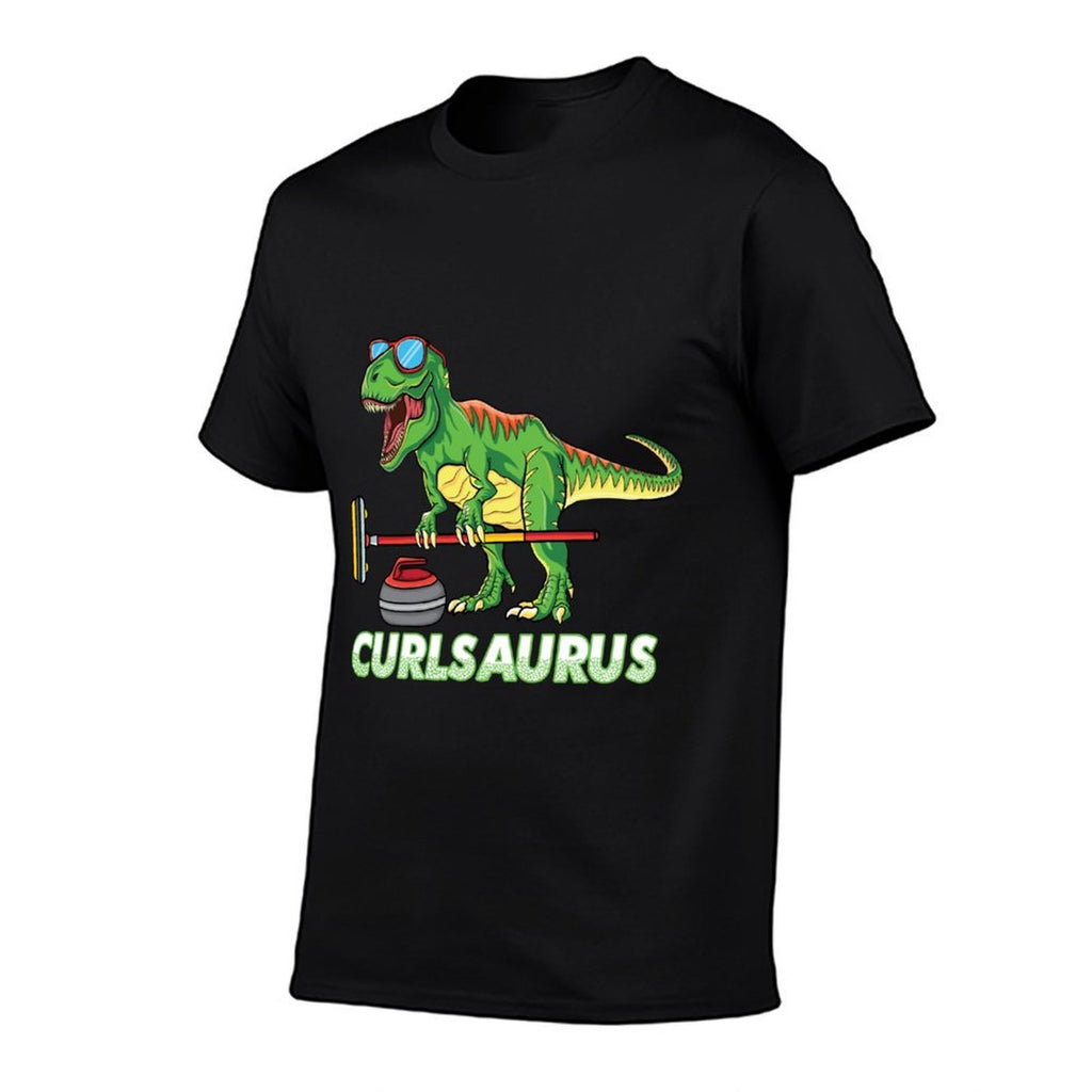 Cool Dinosaur Curling T Rex Curler Winter Ice Sports Curling  Classic T-Shirt