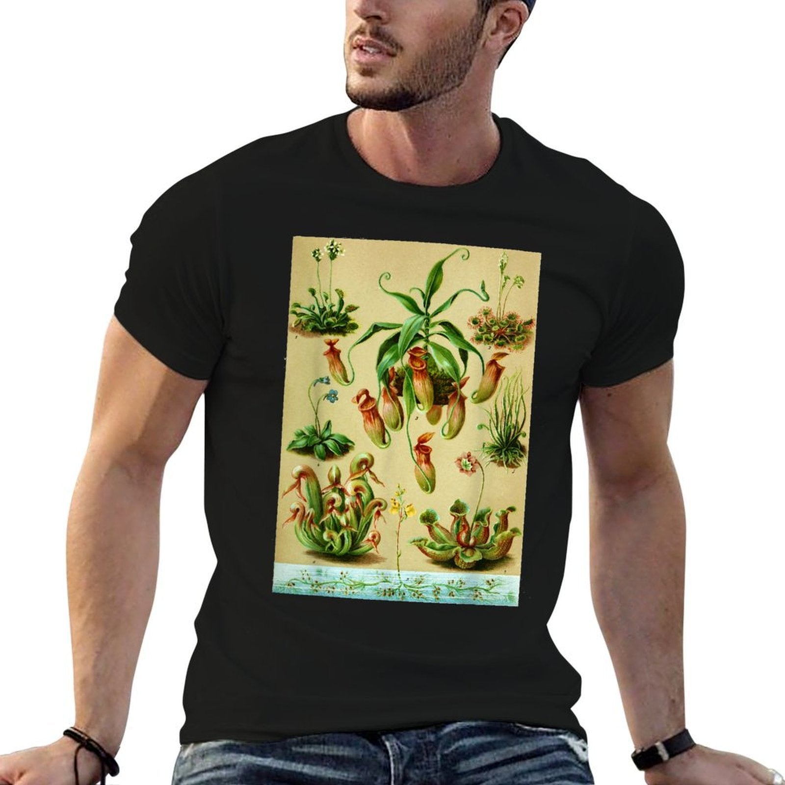 Vintage Carnivorous Plants Sarracenia Botanical  Slim-fit Cut T-Shirt