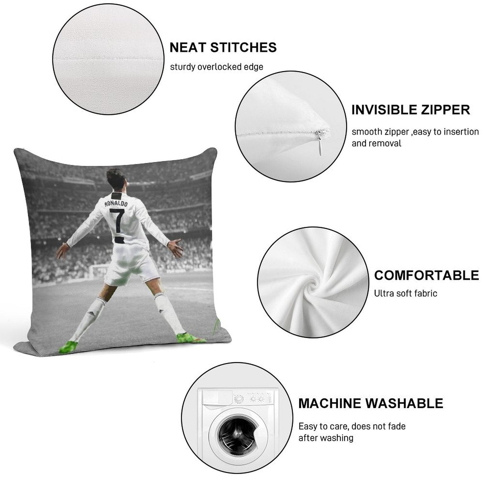 Cristiano Ronaldo Soft Gift Ready Throw Pillow