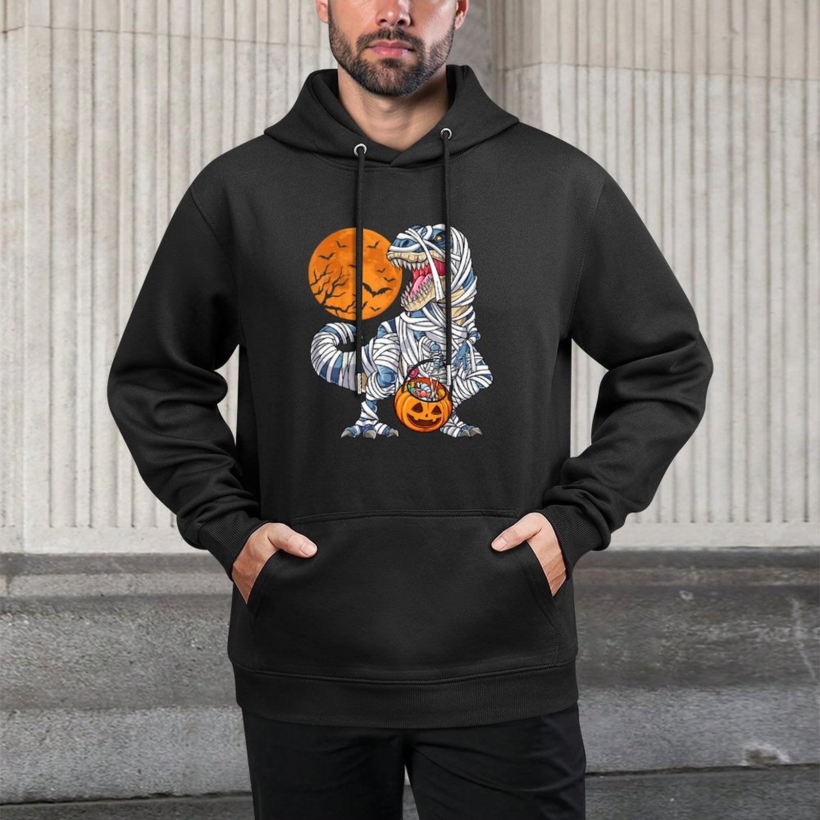 Halloweens for Boys Men Dinosaur T Rex Mummy Pumpkin Relaxed Fit Hoodie
