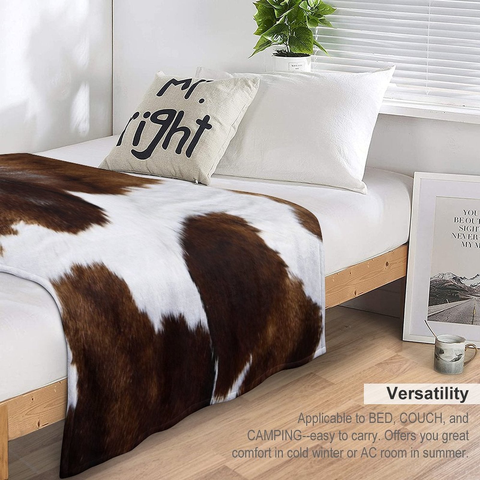 Minimalistic Cattle Cow Anti-pilling Throw Blanket