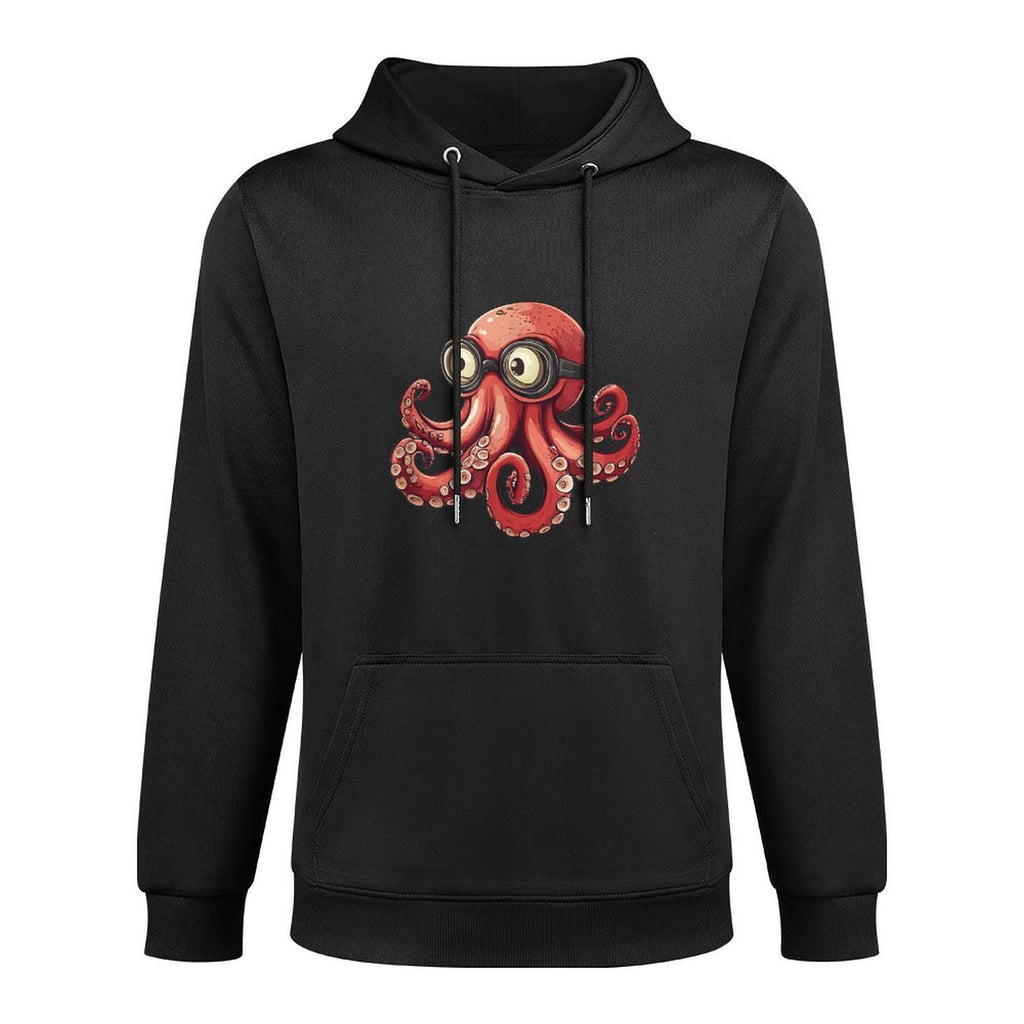 Playful Red Octopus with Funny Sunglasses Look Durable Construction Hoodie