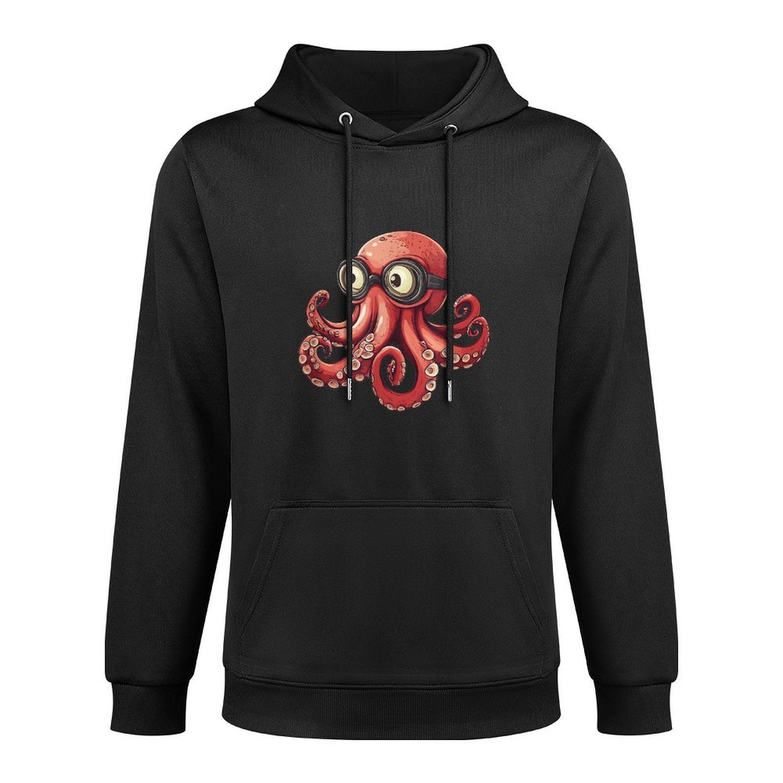 Playful Red Octopus with Funny Sunglasses Look Durable Construction Hoodie