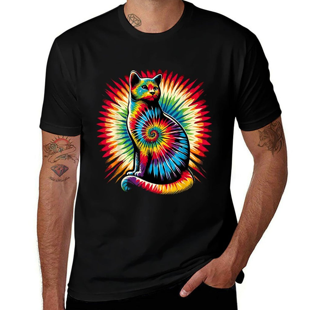 Cute Cat Tie Dye  Tagless Design T-Shirt