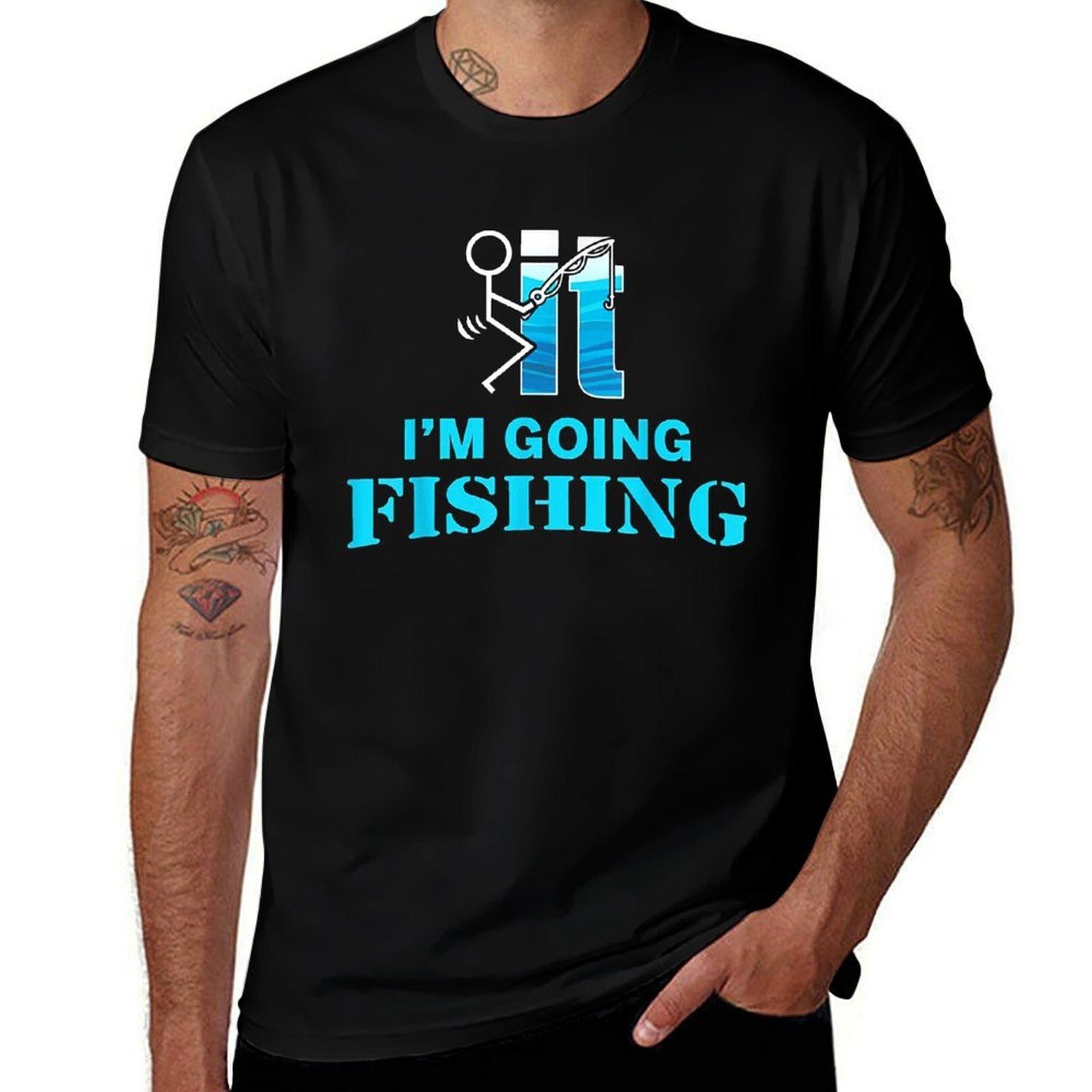 F-uck It Im Going Fishing  Heathered Texture T-Shirt