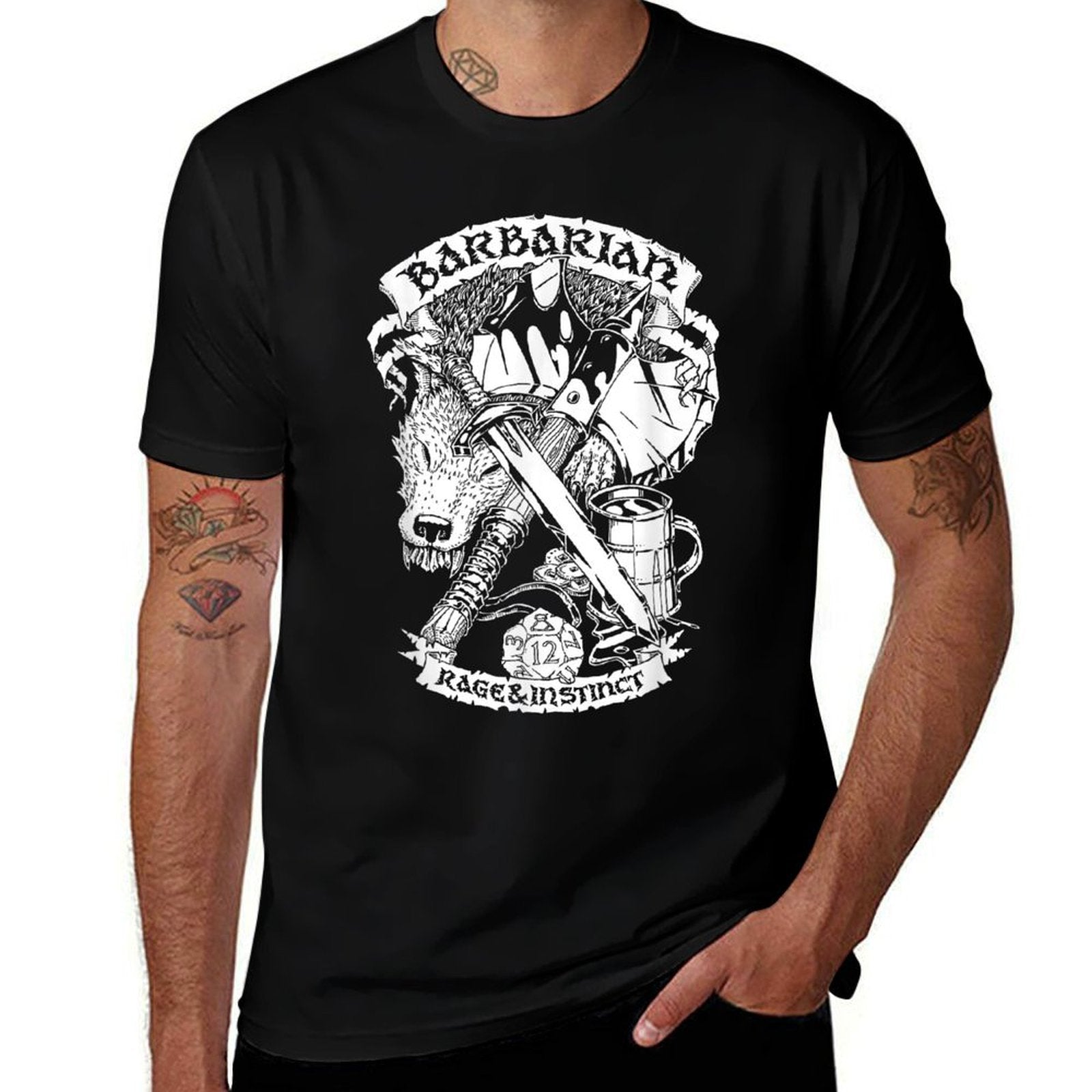 Fantasy RPG - Barbarian  Oversized Silhouette T-Shirt