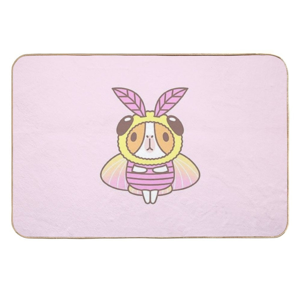 Guinea Pig in Rosy Maple Moth Costume  Absorbent Bath Mat