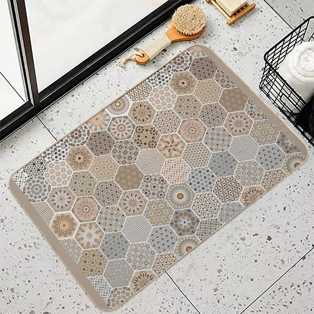 Sacred Space with Mandalas Tiles Patterns  Non-Slip Bath Mat