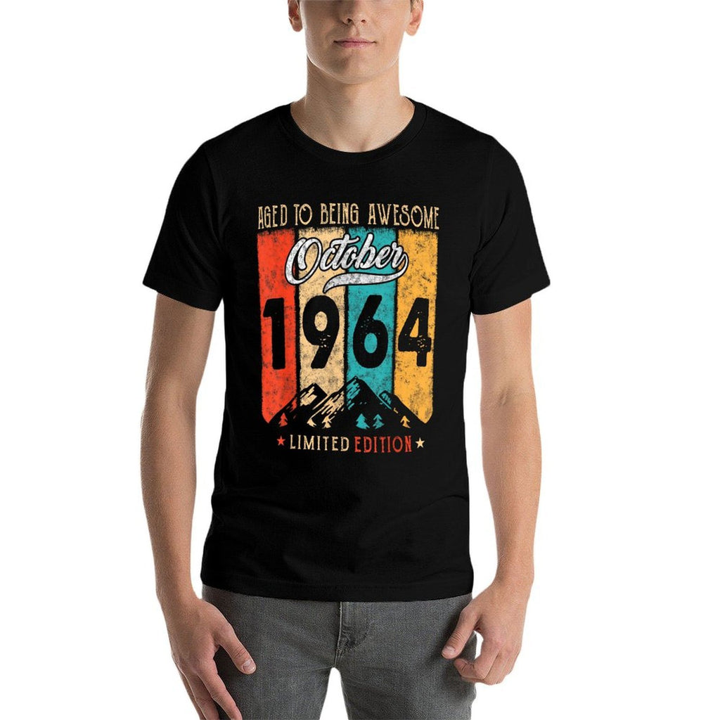 60 Years Old Vintage Awesome October 1964 60th Birthday  Easy-care T-Shirt