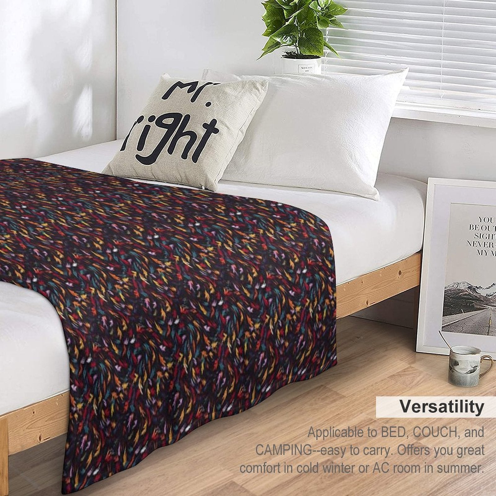 Colorful Leaf Swirl Lightweight Throw Blanket