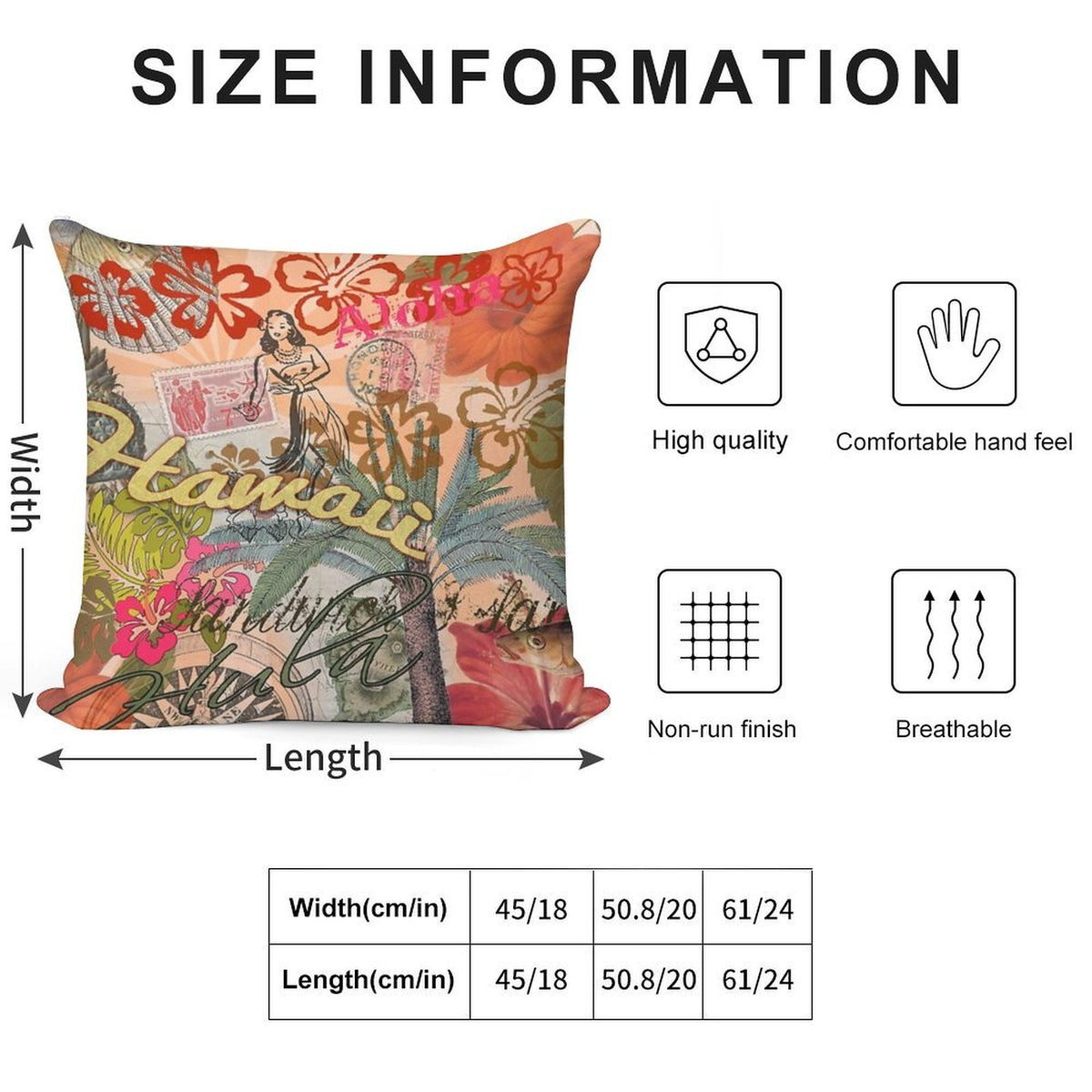 Vintage Hawaii Travel Colorful Hawaiian Tropical Collage Soft Ultra-Soft Texture Throw Pillow