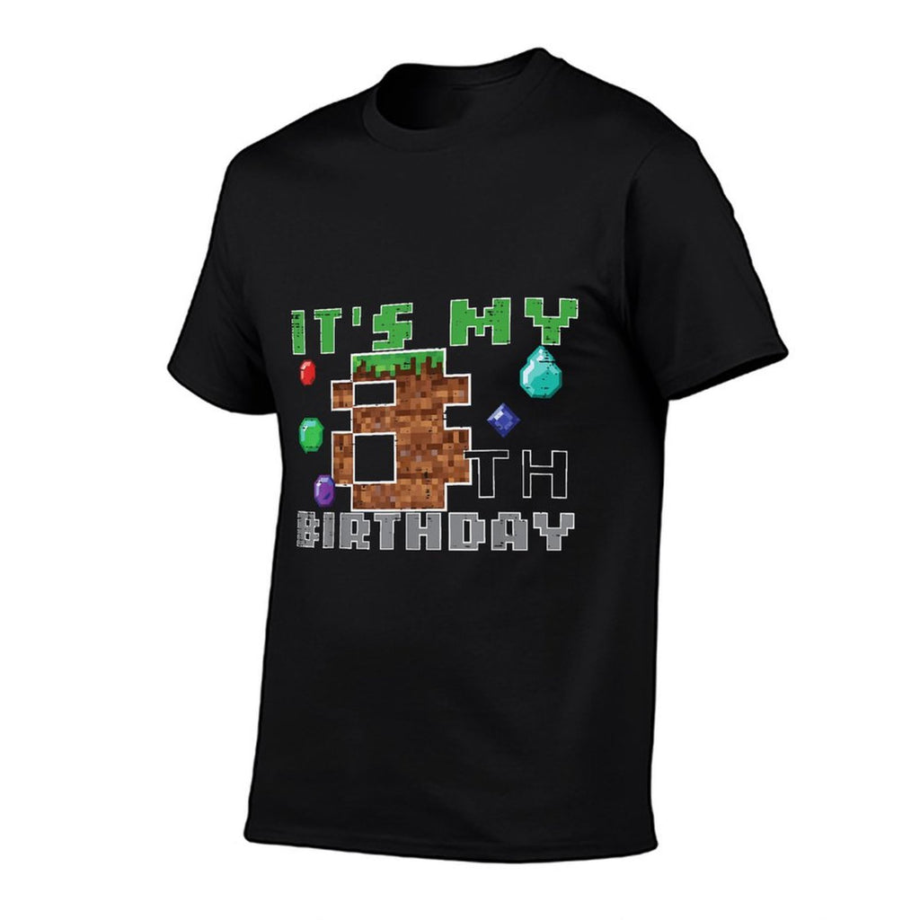 My 8th Birthday Pixel 8 Gamer Video Gaming Boys Kids Youth  Slim-fit Cut T-Shirt