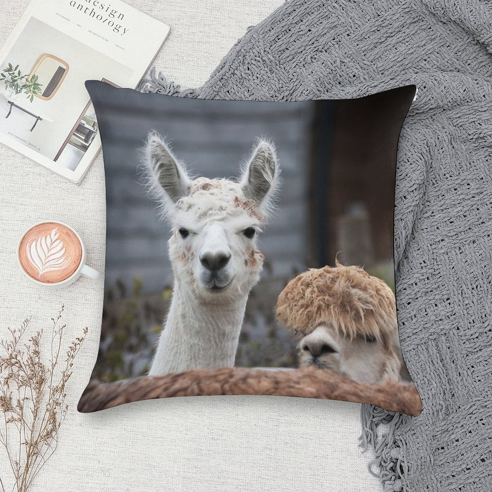 Curious Alpacas Cute Animals Soft Style Accent Throw Pillow