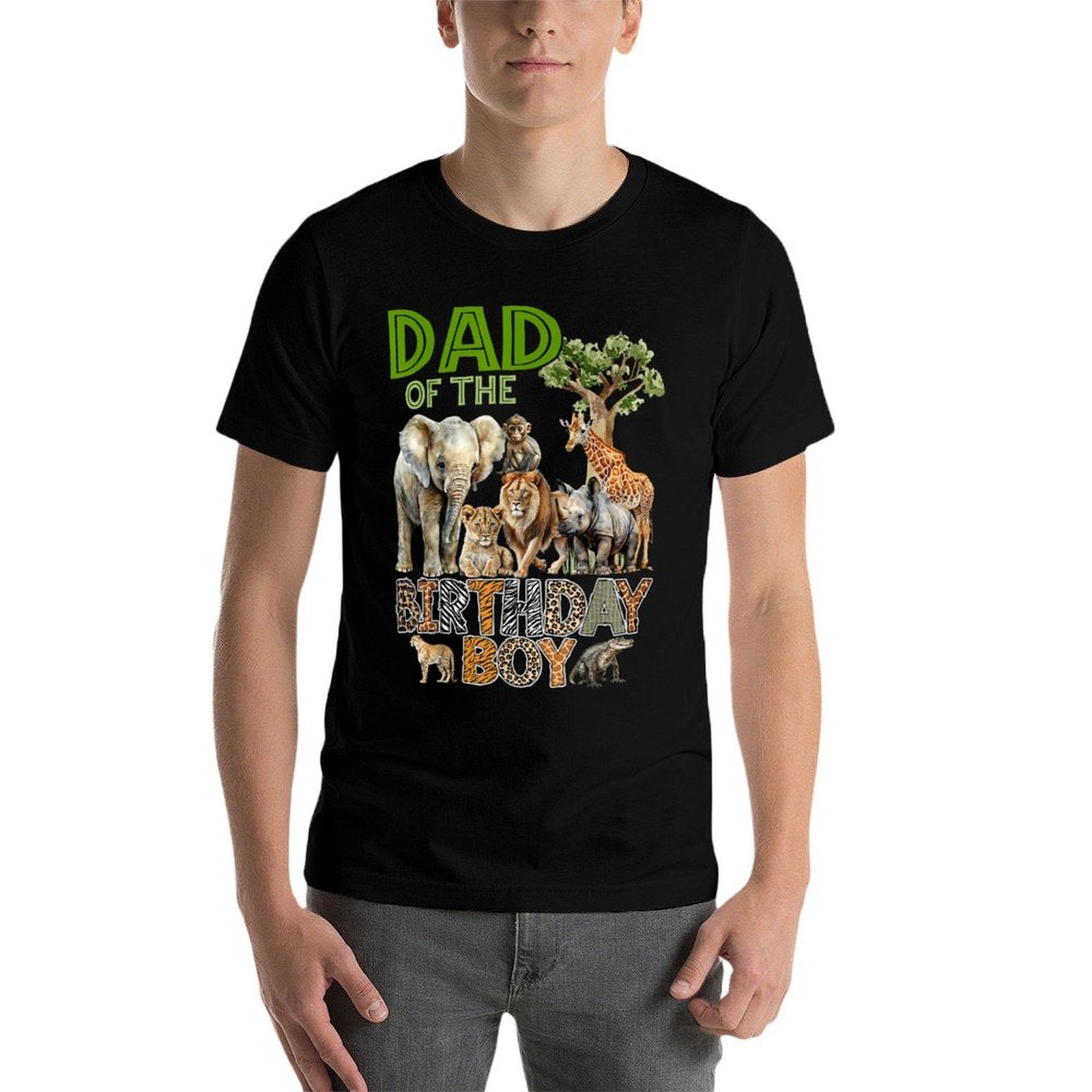 Dad of The Birthday Boy Safari Zoo Animals Family Bday Party  Stretchy T-Shirt